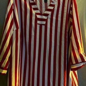 SHEIN Red and White Striped Blouse